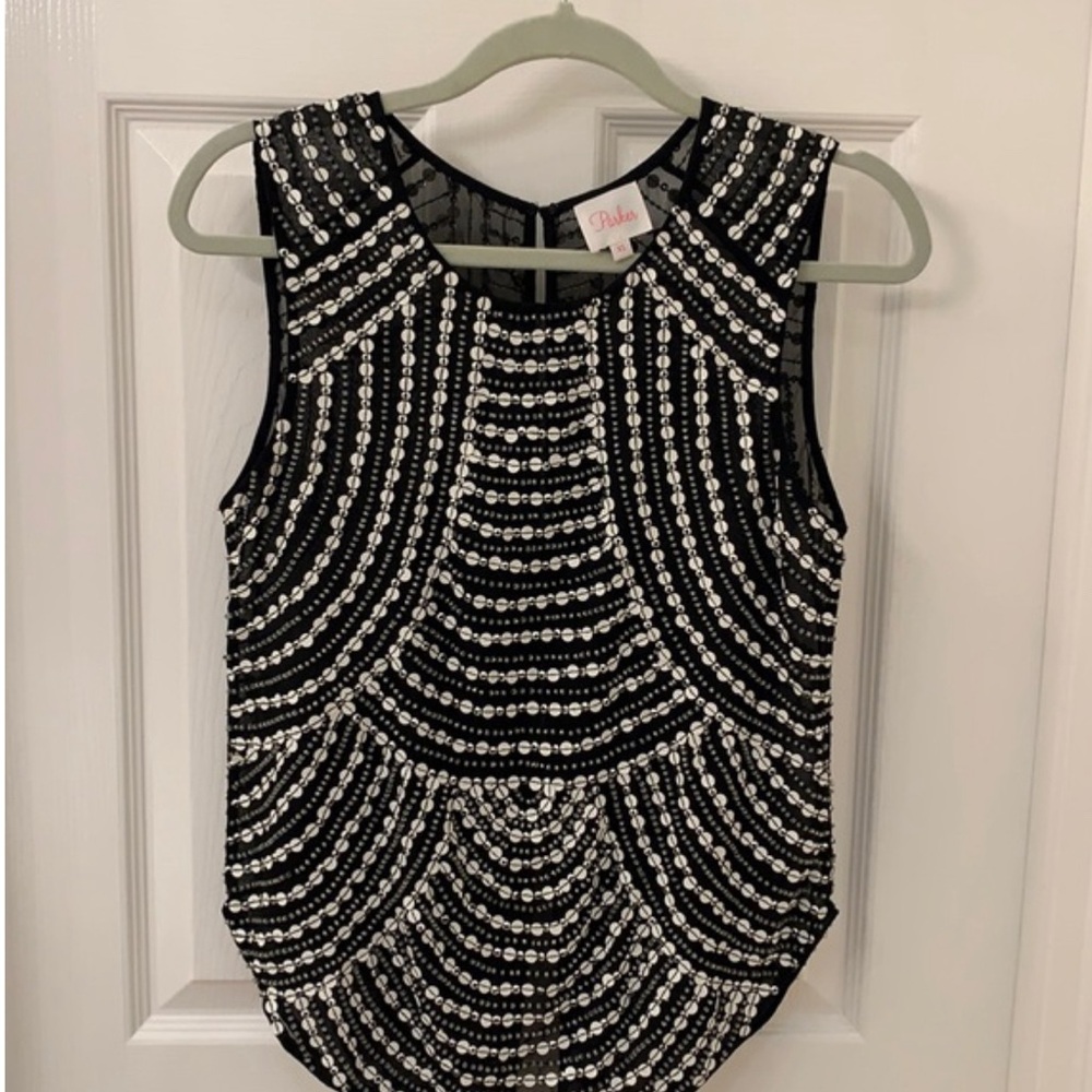 Parker open back beaded sequin top